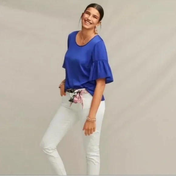 Cabi Rhyme Blue Bell Sleeve Blouse - Picture 2 of 10